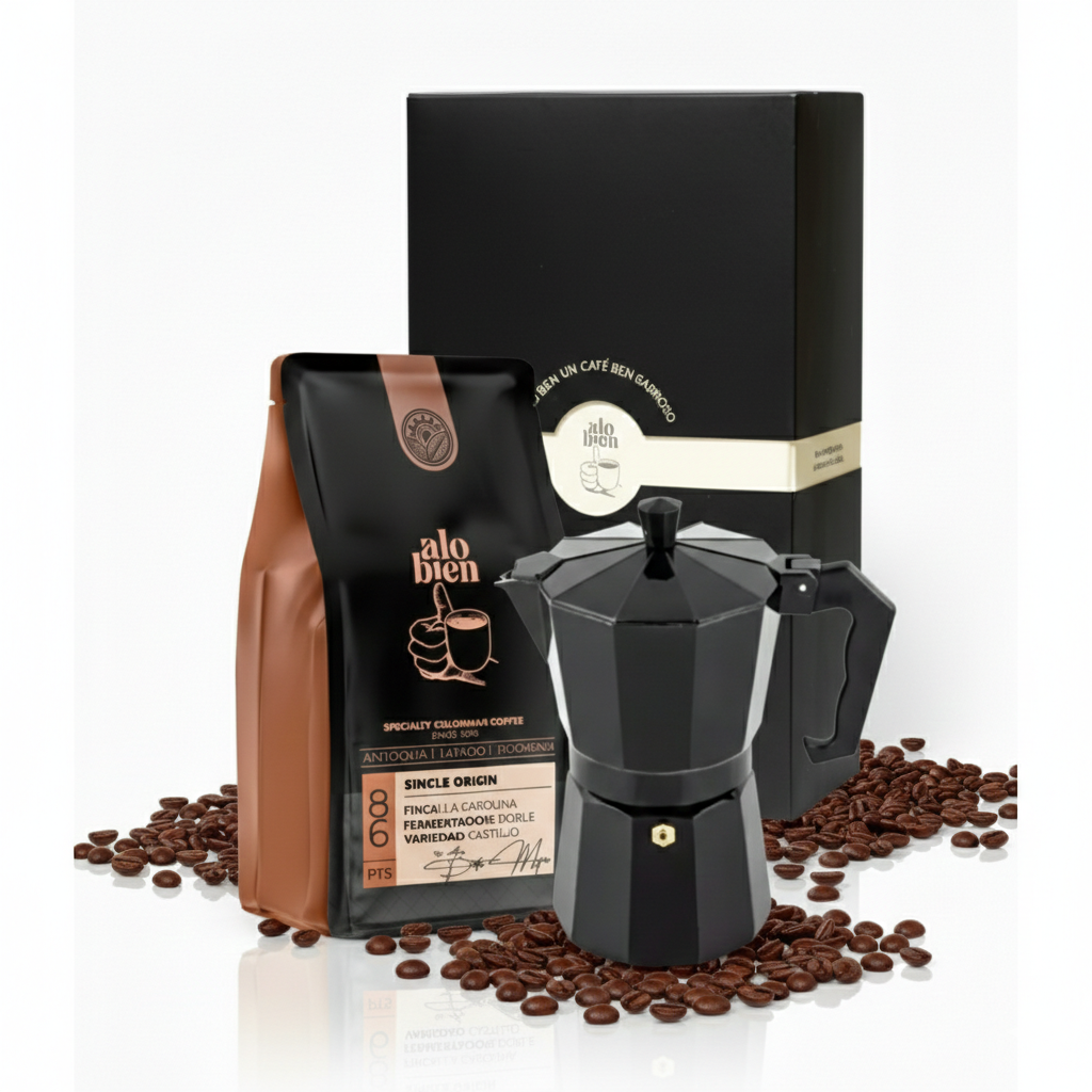 Kit Alo bien Specialty Coffee By Beta Mejía - Luxury Box - Moka - Coffee Bag